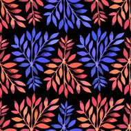 Seamless pattern Watercolor stems with leaves N3