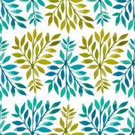 Seamless pattern Watercolor stems with leaves N5