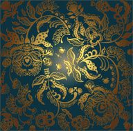 floral design lace golden on green background