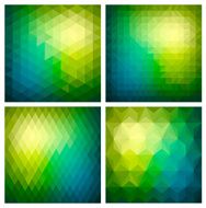 Abstract geometric green background set