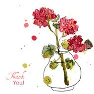 Watercolor blooming geranium N3