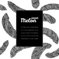 Text frame with melon background Black and white Repeating backdrop