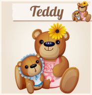 Teddy bears mom and baby Cartoon vector illustration Series of N2