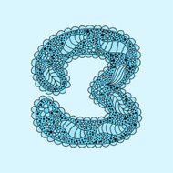 Cute number 3 Floral monogram 3