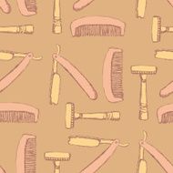 Sketch barber set in vintage style
