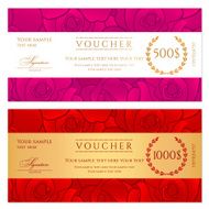 Voucher (Gift certificate Coupon) template (background) with rose pattern flower