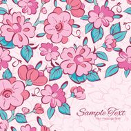 Vector pink blue kimono flowers frame corner pattern background