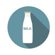 Milk Flat Icon with Long Shadow Vector Illustration