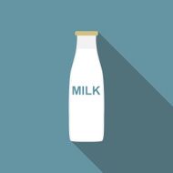 Milk Flat Icon with Long Shadow Vector Illustration N2
