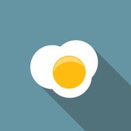 Scrambled Egg Flat Icon with Long Shadow Vector Illustration