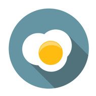 Scrambled Egg Flat Icon with Long Shadow Vector Illustration N2