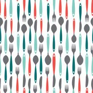 Seamless Pattern with Forks Spoons end Knifes Vector Illustrat N2