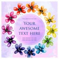 Square postcard with watercolor flowers N4