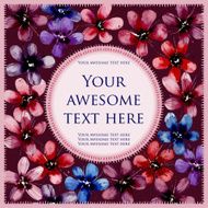 Square postcard with watercolor flowers N5