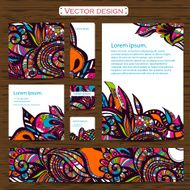 Set of 7 doddle ornamental business cards on a background N2