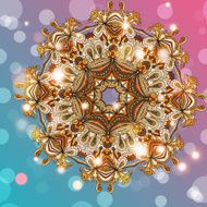 Circle mandala lace hand-drawn kaleidoscope ornament vector card N4