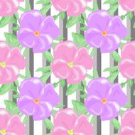 Seamless watercolors flowers pattern striped background N3