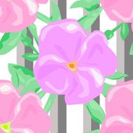 Seamless watercolors flowers pattern striped background N4