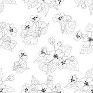 Seamless pattern apple tree flowers contours