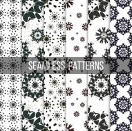 Seamless patterns with abstract flowers Repeating modern stylish geometric backgrounds