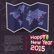 world map with point of santa hat - vector illustration