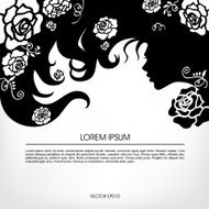 Silhouette of a girl with flowing hair buds blossoming N2