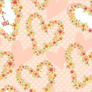 Seamless background of hearts and flowers