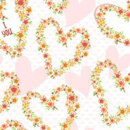 Seamless background of hearts and flowers N2