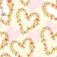 Seamless background of hearts and flowers N3