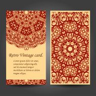 Set retro business invitation card Vector Vintage decorative elements Hand N2