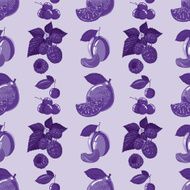seamless pattern of lemon raspberry cherry and plum