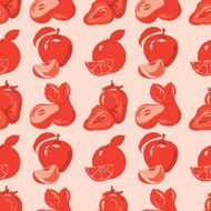 seamless pattern of strawberry apple orange and pear N2