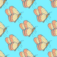 Sketch butterfly in vintage style N2