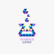 Science company logo with Laboratory Flasks icon in pol