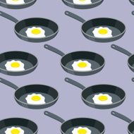 Scrambled eggs seamless pattern Vector background for cuisine f