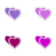 assembly realistic sticker design on paper hearts love N2