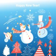 Christmas Greeting Card with snowman N7