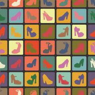 Silhouettes of shoes flat icons Seamless pattern N2