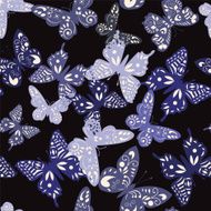 pattern of collection butterflies on black background