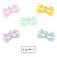 Baby footprints with butterfly baby shower card N2