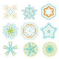 Ornament line art design colorful set