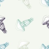 Vector seamless pattern with hand drawn jellyfish
