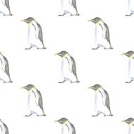 Watercolor cute pinguine in vintage style vector