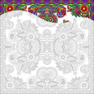 unique coloring book square page for adults - floral authentic N32