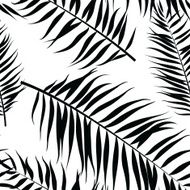 Seamless color palm leaves pattern Flat style Black and white N2