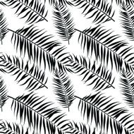 Seamless color palm leaves pattern Flat style Black and white N3