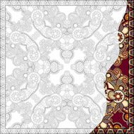 unique coloring book square page for adults - floral authentic N46