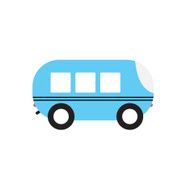 Line Icon with Flat Graphics Element of Bus Vector Illustration