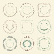 Colorful Hand Sketched Frames Borders Design Elements