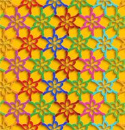 Floral Multicolored 3d Seamless Pattern Yellow Background N2